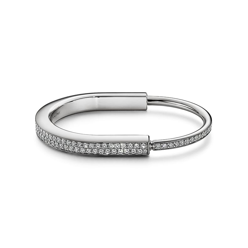 Tiffany Lock Bangle in White Gold with Full Pavé Diamonds