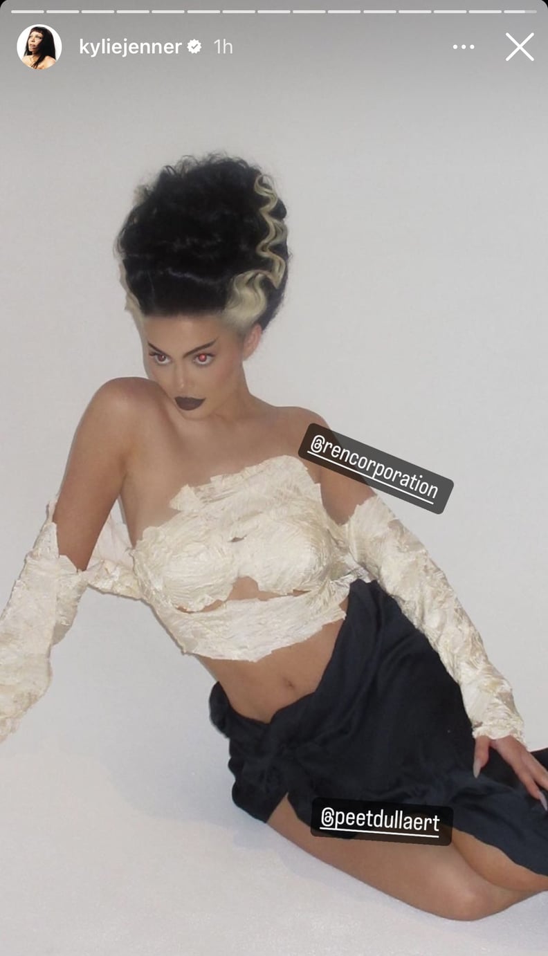 Kylie Jenner's Bride of Frankenstein Halloween Makeup and Hairstyle