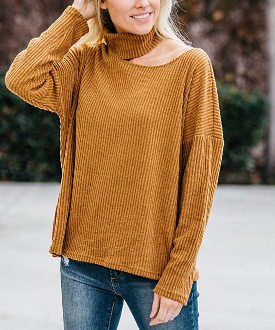 Mustard ribbed sale turtleneck