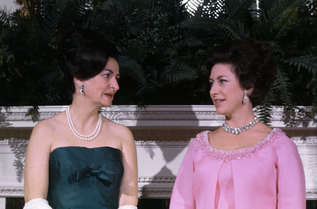 Princess Margaret pictured with First Lady Claudia Alta "Lady Bird" Johnson in the Queen's Room at the White House.