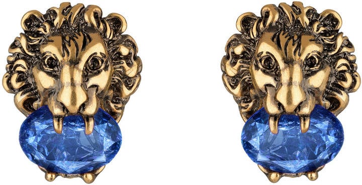 Gucci Lion head earrings with crystals