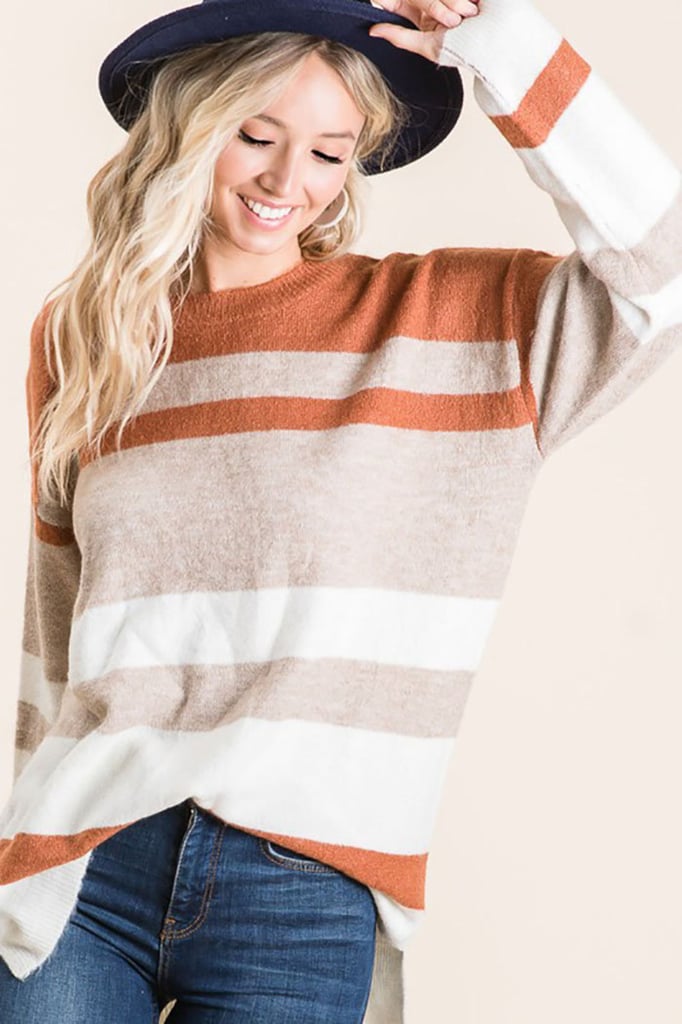 Mint Cloud Boutique Women's Multi Color Stripe Contrast Pullover Sweater