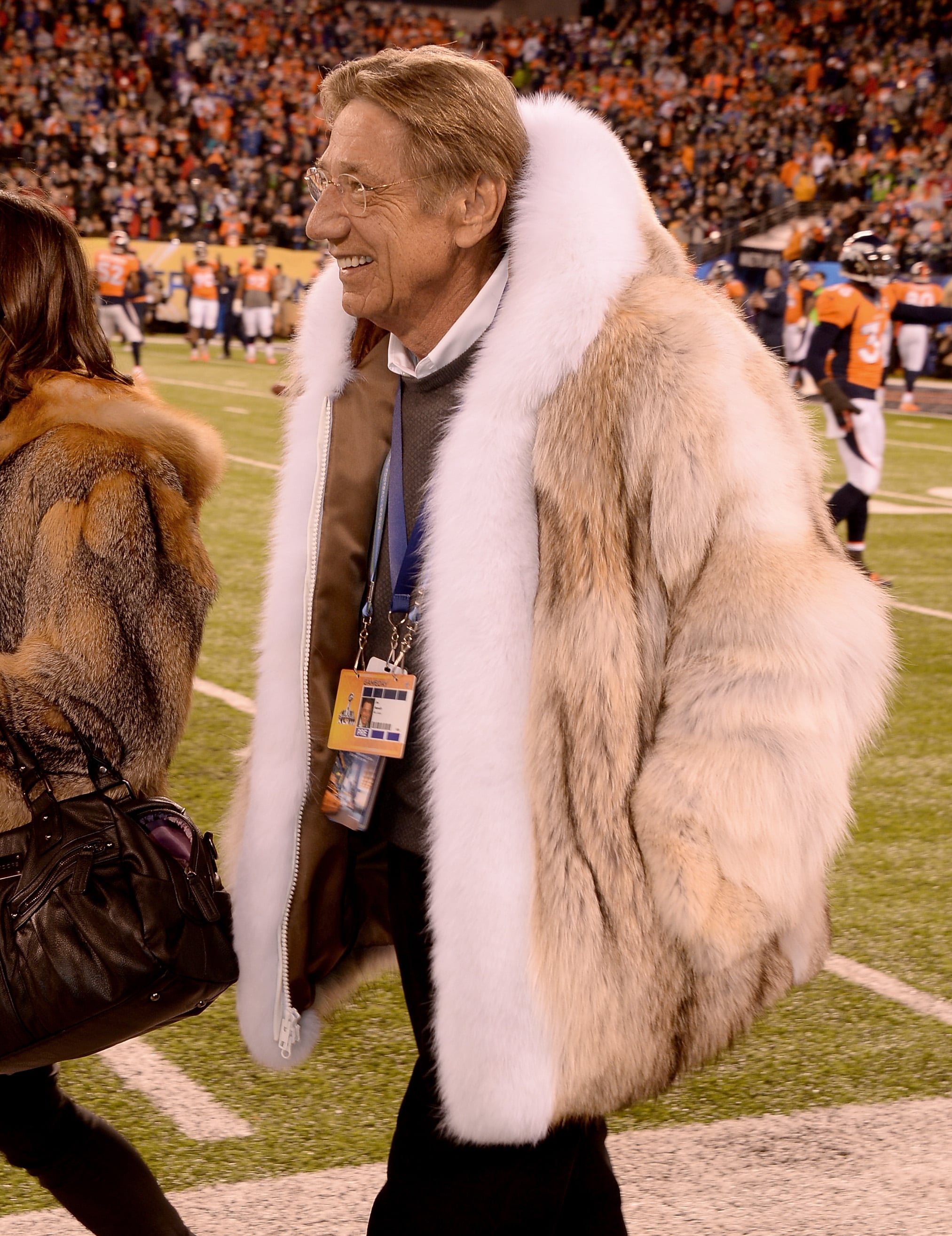 Joe Namath's Fur Coat at Super Bowl 2014 | POPSUGAR Fashion