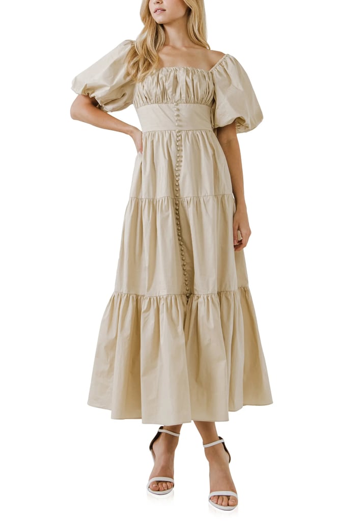 "Bridgerton" Vibes: Endless Rose Tiered Ruffle Cotton Maxi Dress