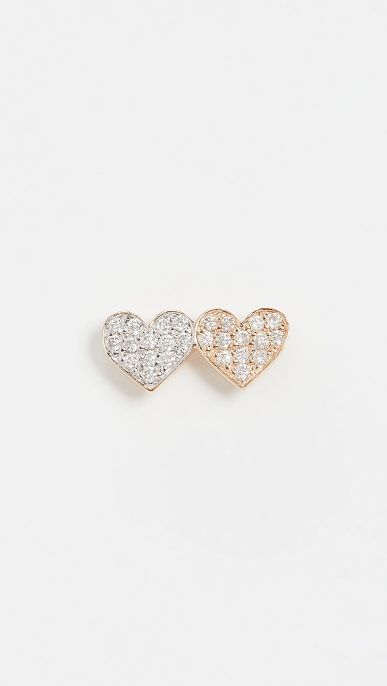 Sydney Evan Single Double Heart Stud