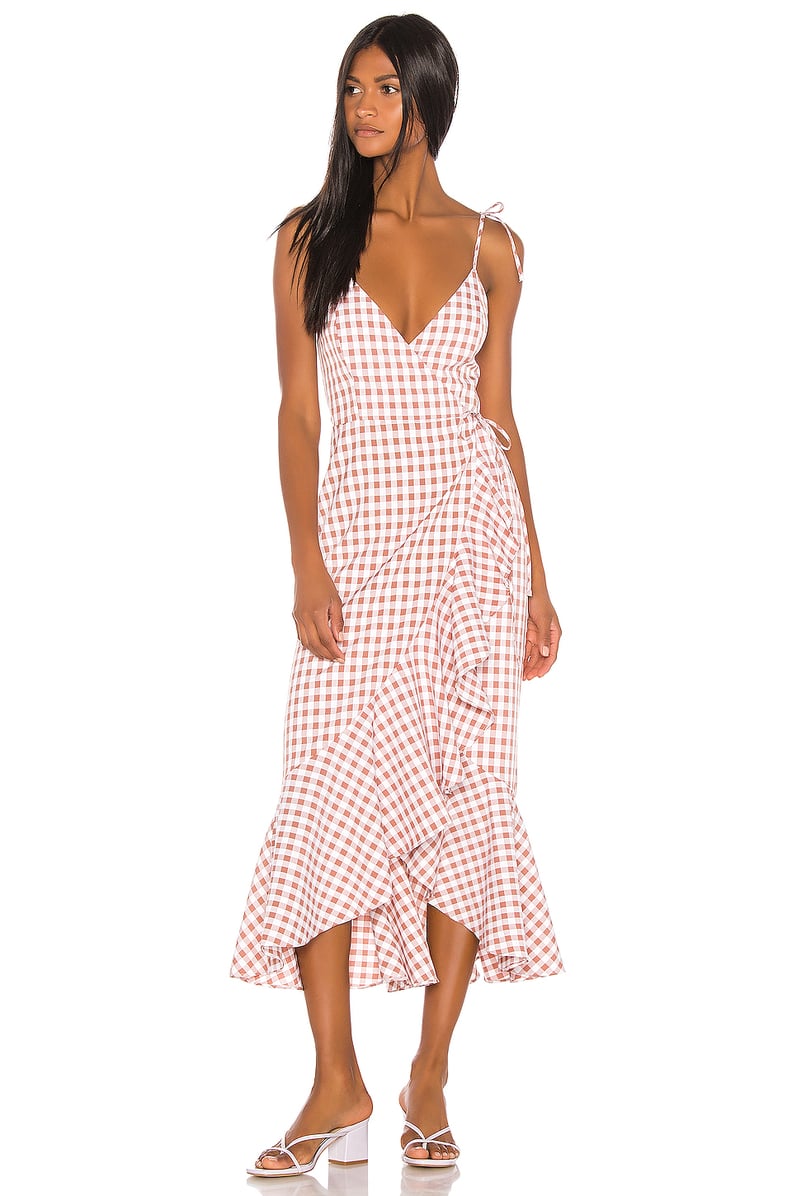Song of Style Elsa Midi Dress in Taupe Gingham from Revolve.com