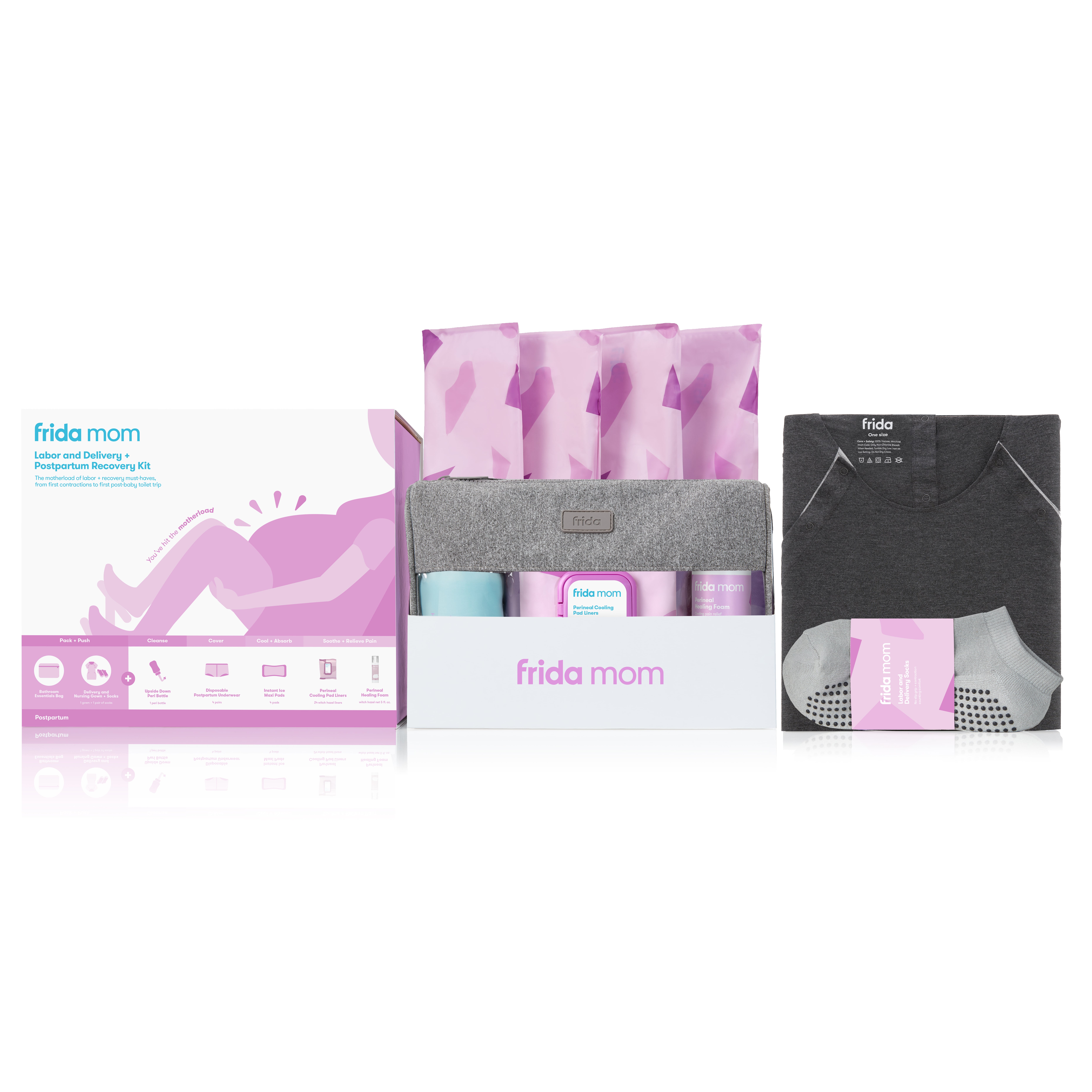 Frida Mom Postpartum Recovery Essentials Kit: Disposable Underwear, Ice Pads