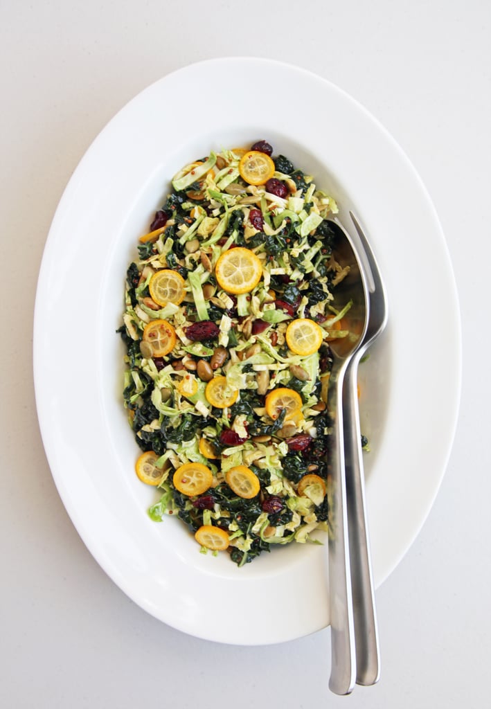 Shredded Brussels Sprouts and Kale With Kumquats and Tamari Pepitas