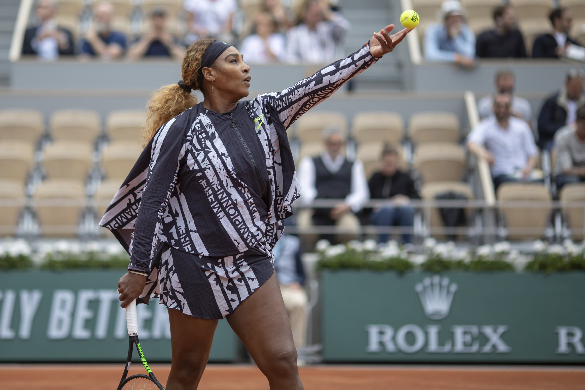 Serena Williams Off White Outfit With Text 2019 French Open