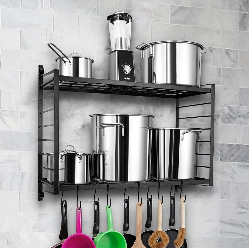 Two Tiered Wall Mounted Pot Rack 78 Amazon Organizers So Genius