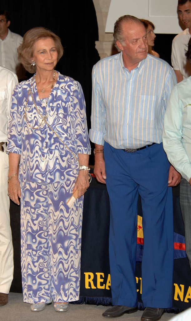 Queen Sofía in a Printed Dress, August 2007