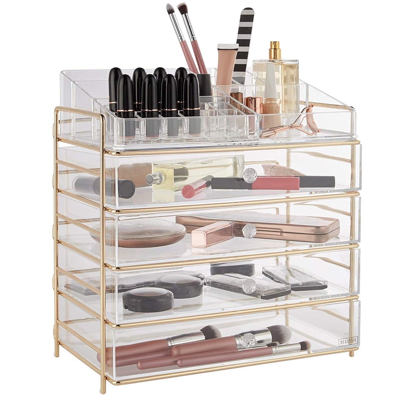 Large Five-Tier Acrylic Cosmetic Makeup Storage Case