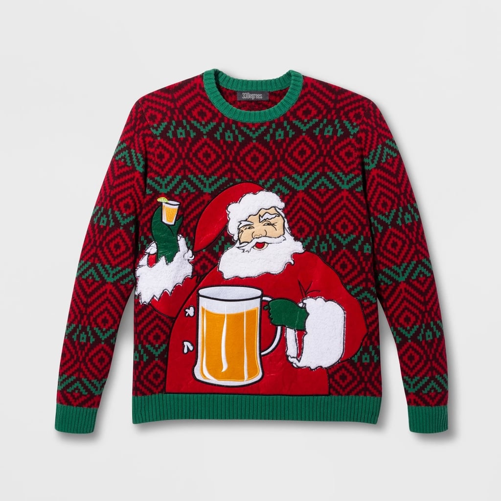 33 Degrees Men's Ugly Holiday Santa Beverage Holder 