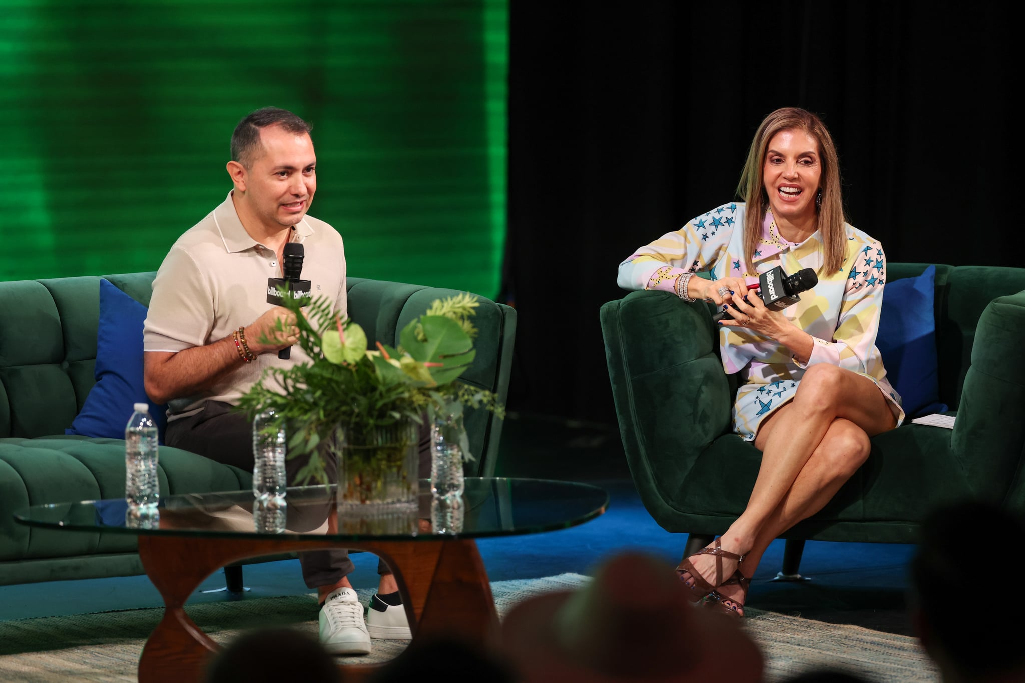 Rodrigo Nieto-Galvis and Leila Cobo speak onstage at Billboard Latin Music Week held at Faena Forum on October 2, 2023 in Miami Beach, Florida. (Photo by Christopher Polk/Billboard via Getty Images)