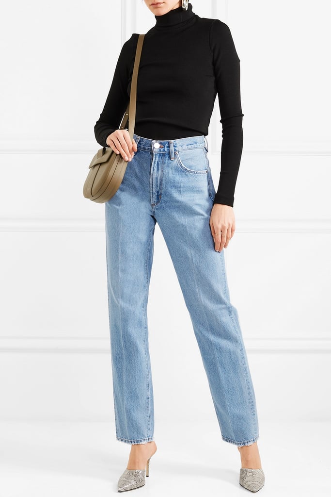 high rise straight fit jeans