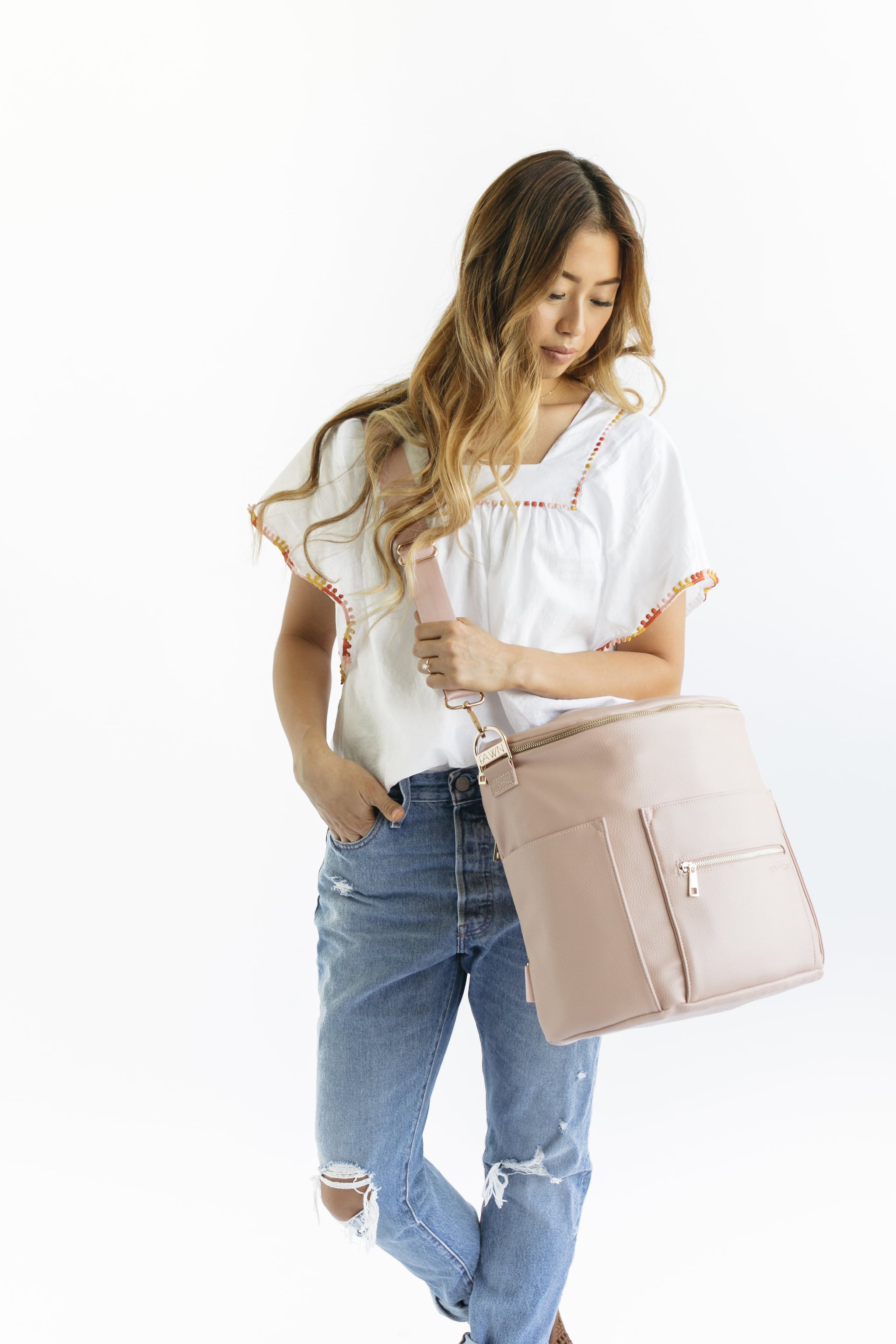 grey fawn design diaper bag