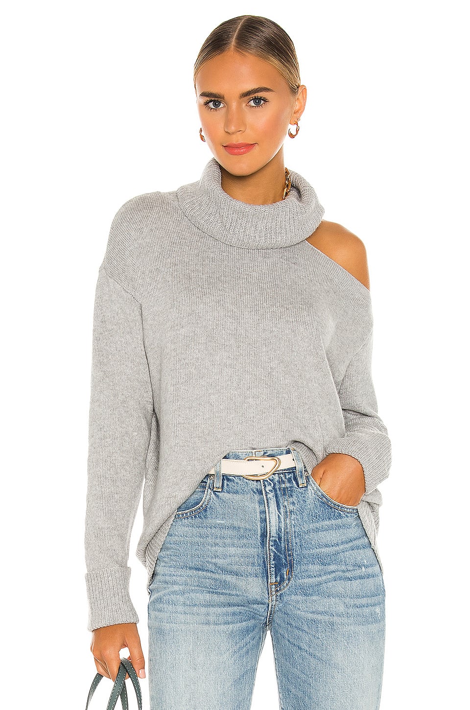 1 state sales cutout shoulder sweater