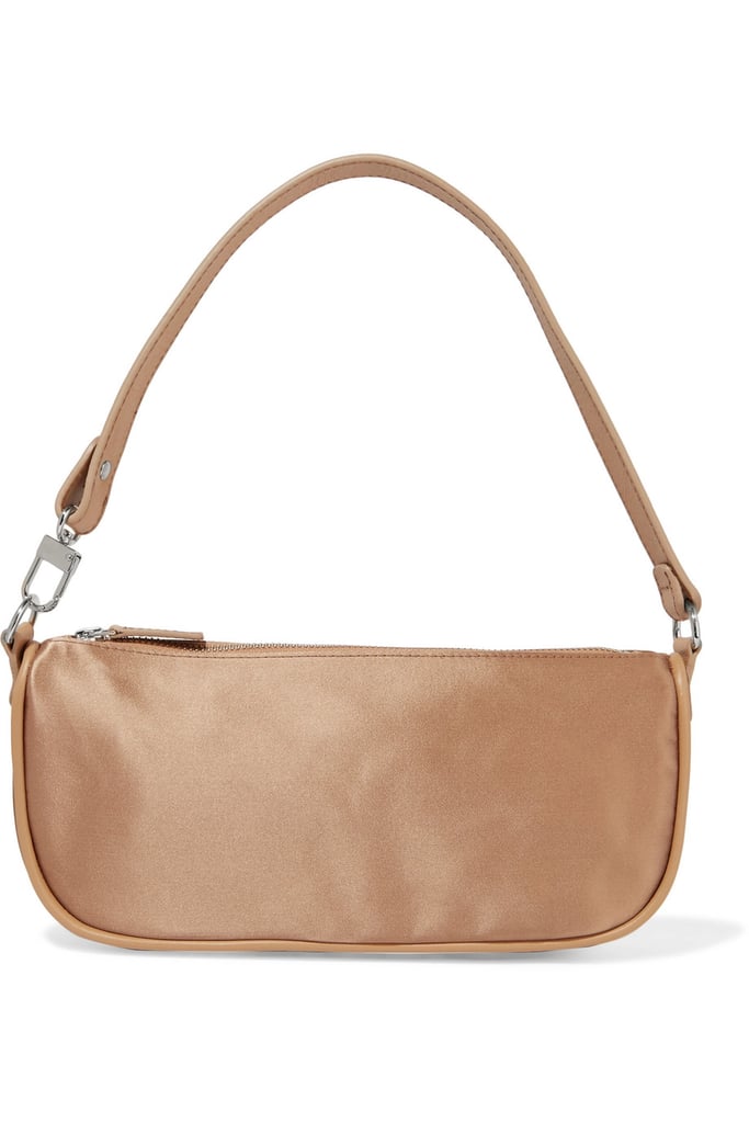 By Far Rachel Leather-Trimmed Silk-Satin Shoulder Bag