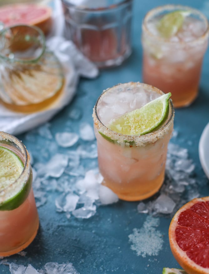 Pink Grapefruit Margaritas With Chili Salt