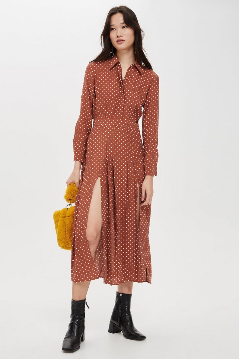 Rust Spot Print Shirt Dress