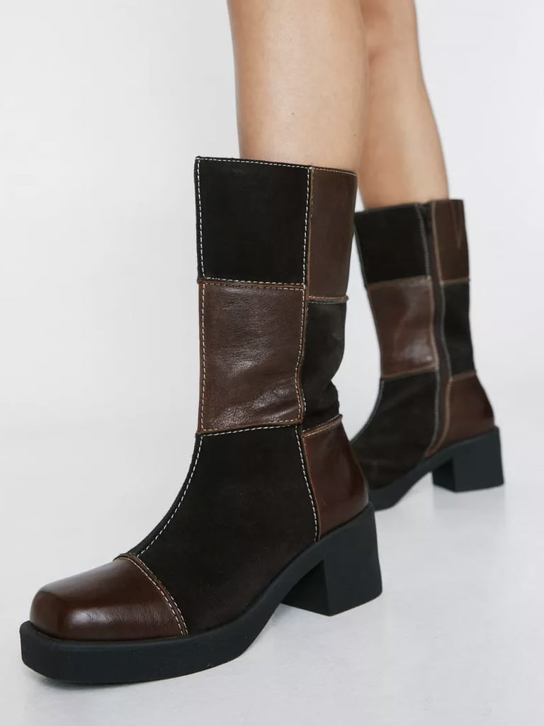 Nasty Gal Leather and Suede Patch Work Knee Boots