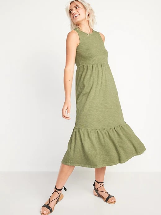 Old Navy Fit and Flare Sleeveless Tiered Midi Dress