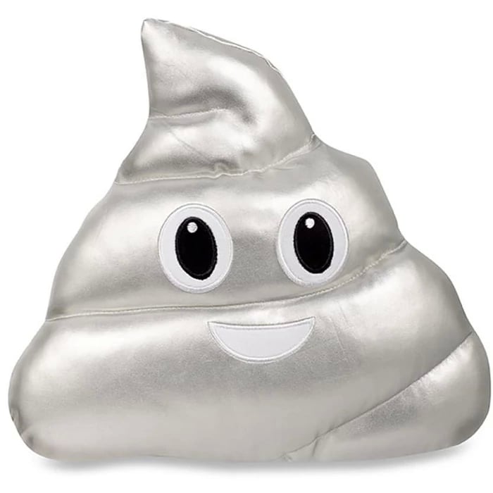 Top Trenz Inc Emojicon Metallic Silver Poop Pillow