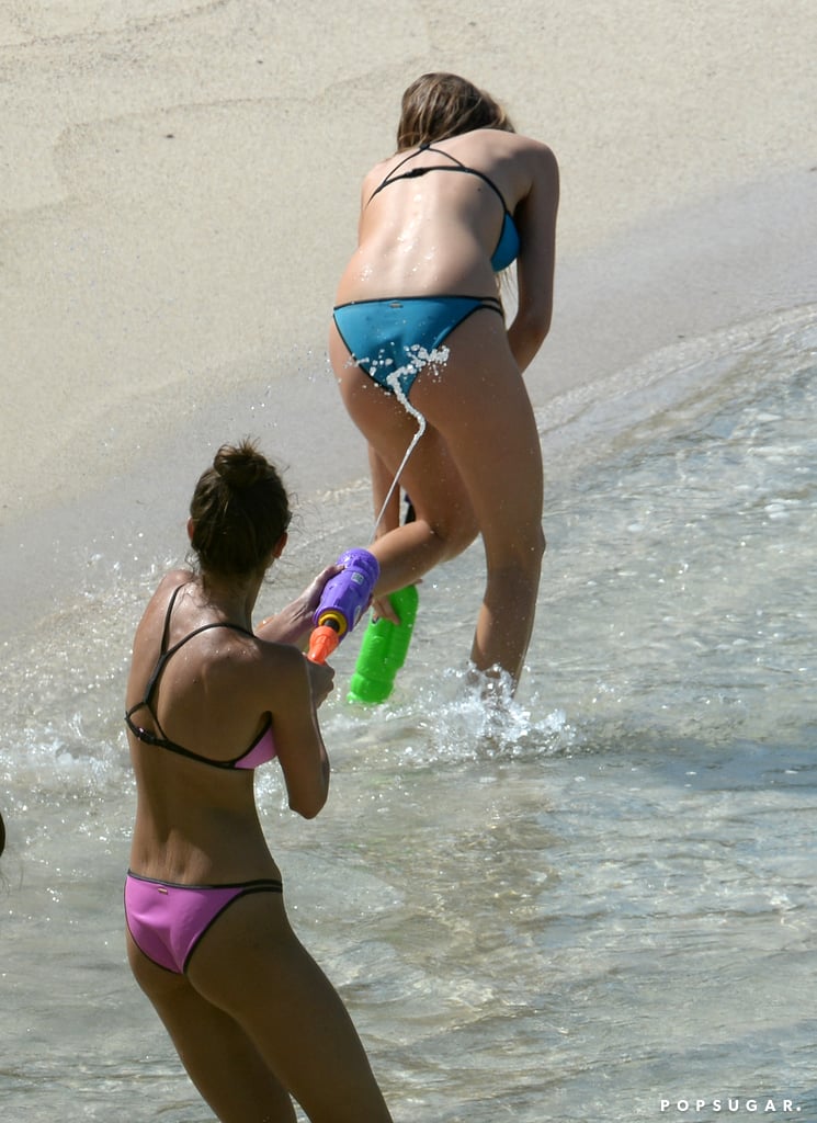 Nick Jonas and Victoria's Secret Models on the Beach 2015