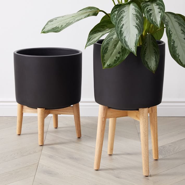 West Elm Mid-Century Turned Wood-Leg Planters