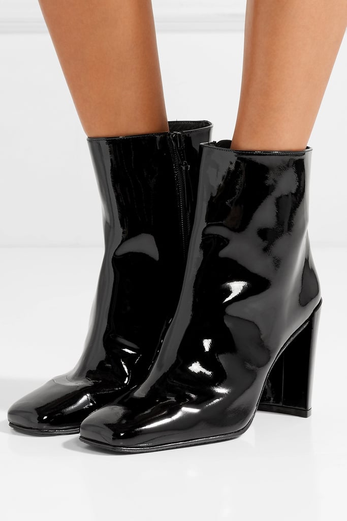Stuart Weitzman Vigor Patent-Leather Ankle Boots | Selena Gomez Wearing ...