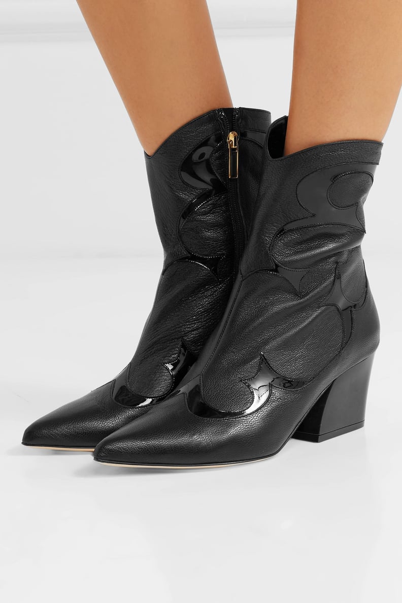 Tibi Felix Patent Trimmed Leather Ankle Boots