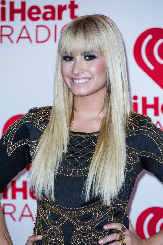 Super Long With Bangs And Platinum Blonde Demi Lovato Hair