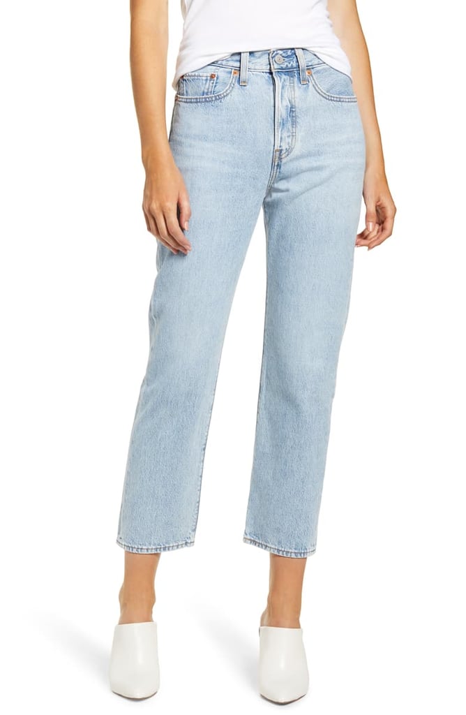 High waisted cropped straight leg jeans clearance