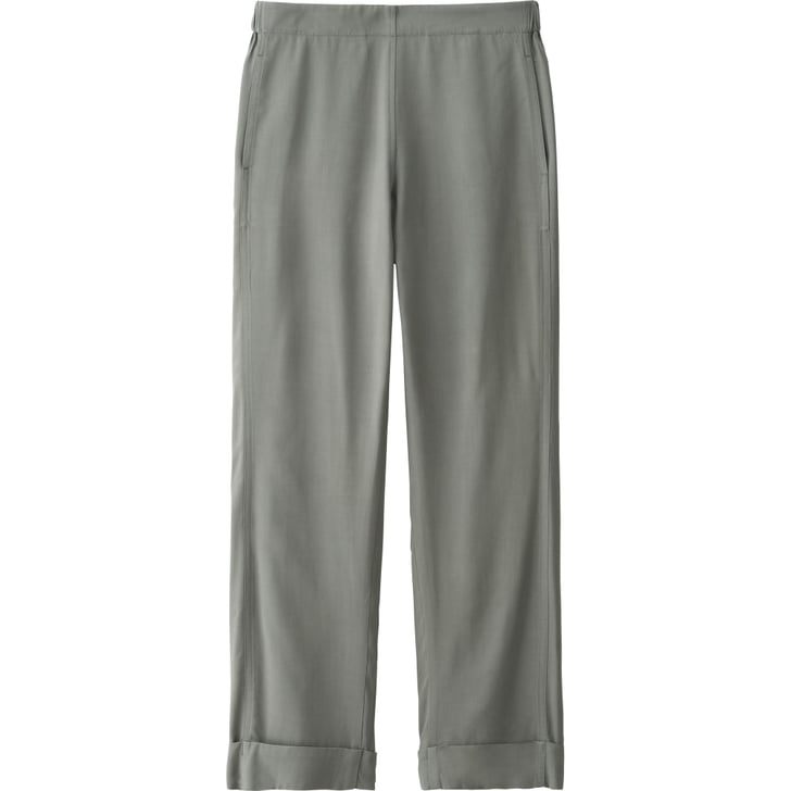 uniqlo belted linen rayon wide pants