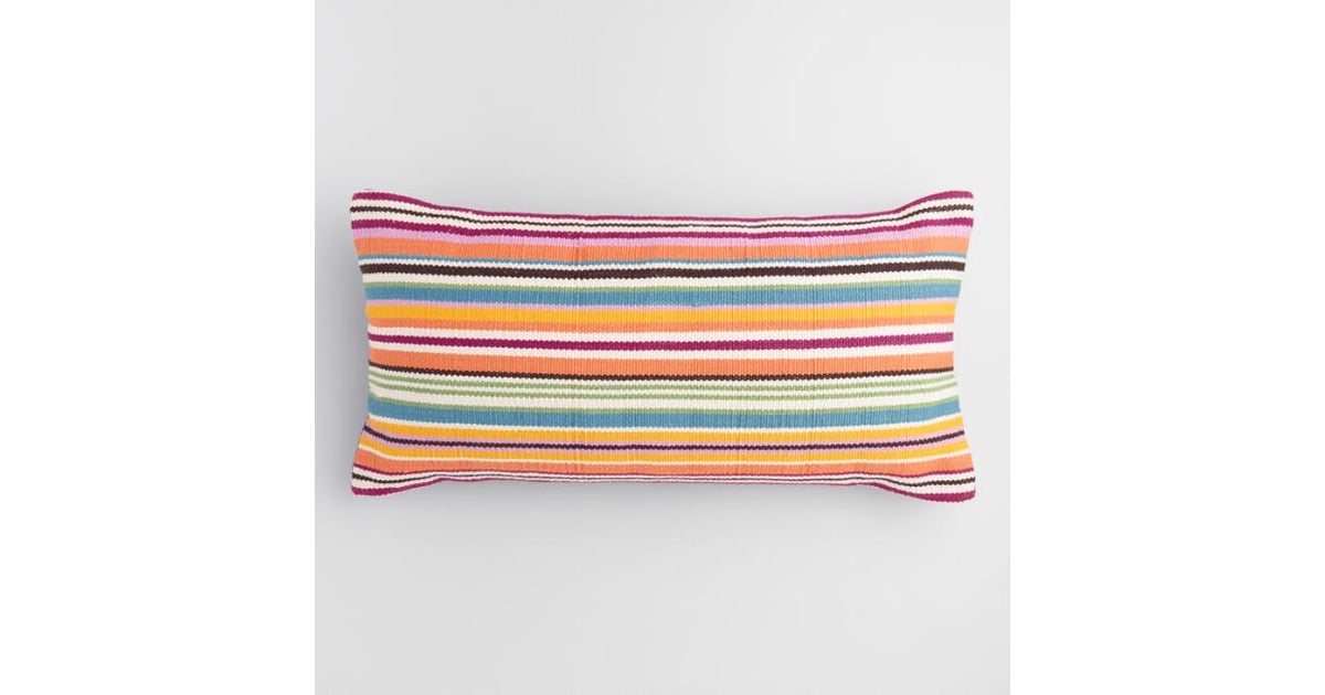 Oversized Multicolored Stripe Indoor Outdoor Lumbar Pillow Best