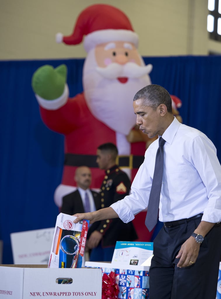 Obamas at the Marine Corps Toys For Tots Event 2014