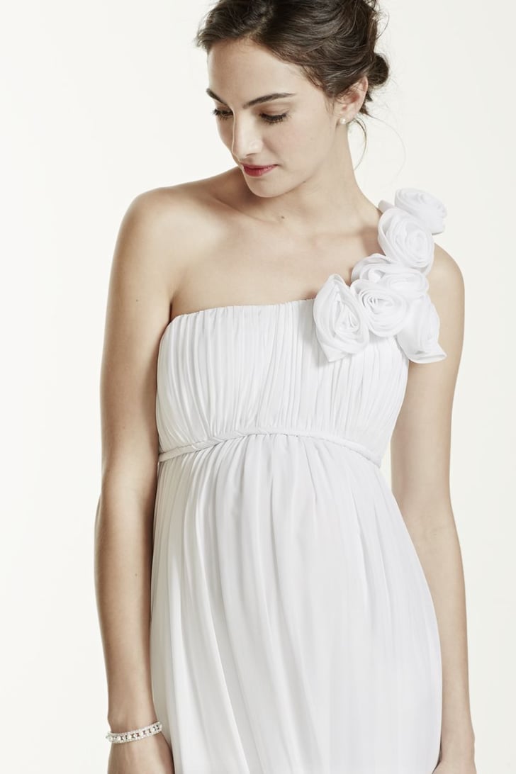 David's Bridal One Shoulder Chiffon Maternity Dress Maternity Wedding