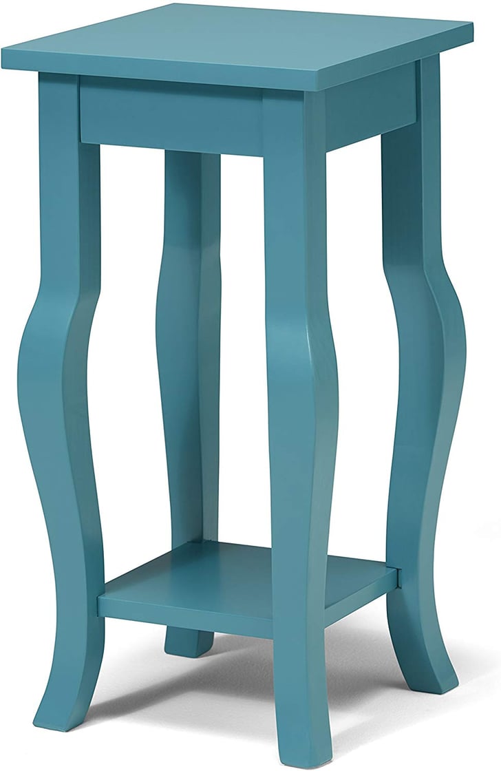 Kate and Laurel Lillian Wood Pedestal End Table Curved Legs With Shelf