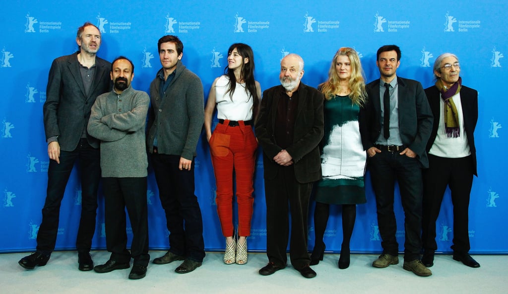 Dutch director Anton Corbijn, Iranian director Asghar Farhadi, US actor Jake Gyllenhaal, Franco-British actress and singer Charlotte Gainsbourg, British director Mike Leigh, German actress Barbara Sukowa, French director François Ozon, and Algerian writer Boualem Sansal posed at a photocall before the opening of the 62nd Berlin International Film Festival. Dutch director Anton Corbijn, Iranian director Asghar Farhadi, US actor Jake Gyllenhaal, Franco-British actress and singer Charlotte Gainsbourg, British director Mike Leigh, German actress Barbara Sukowa, French director François Ozon, and Algerian writer Boualem Sansal posed at a photocall before the opening of the 62nd Berlin International Film Festival.