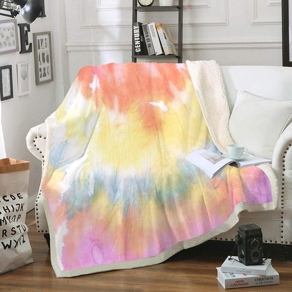 Pastel Tie Dye Blanket Sherpa Throw Blanket Best Teen Gifts and Must