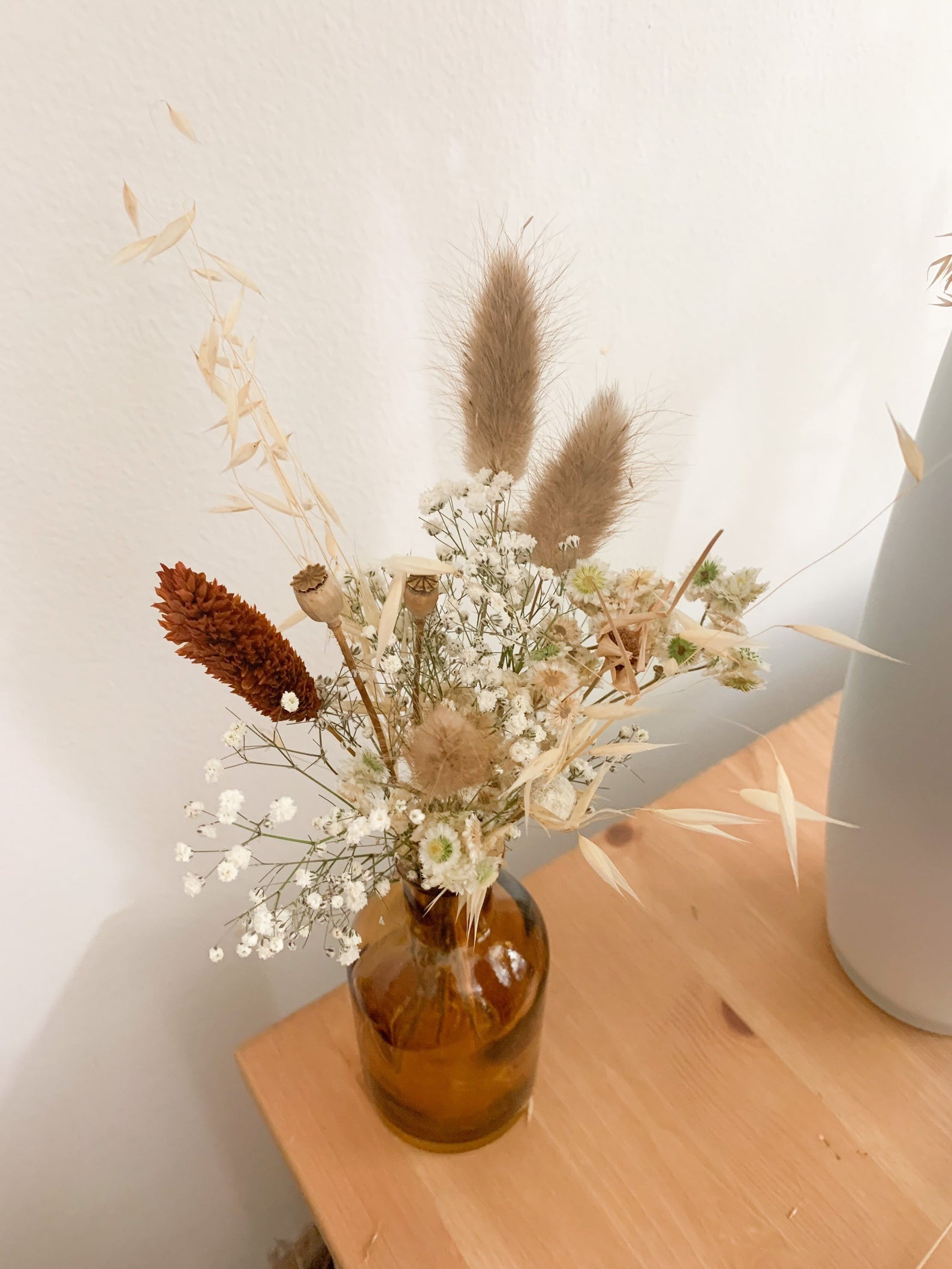 Dried Flowers in Glass Bottle Vase — STILL WATERS FARM AND GARDENS