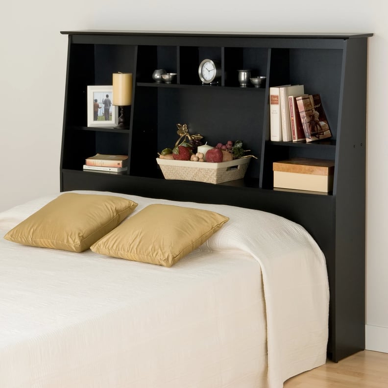 A Storage Headboard: Tall Slant Back Bookcase Headboard