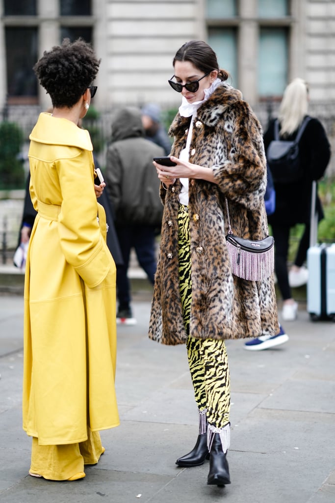 Style Your Leopard-Print Coat With: Animal-Print Pants, Cowboy Boots, and a Statement Bag