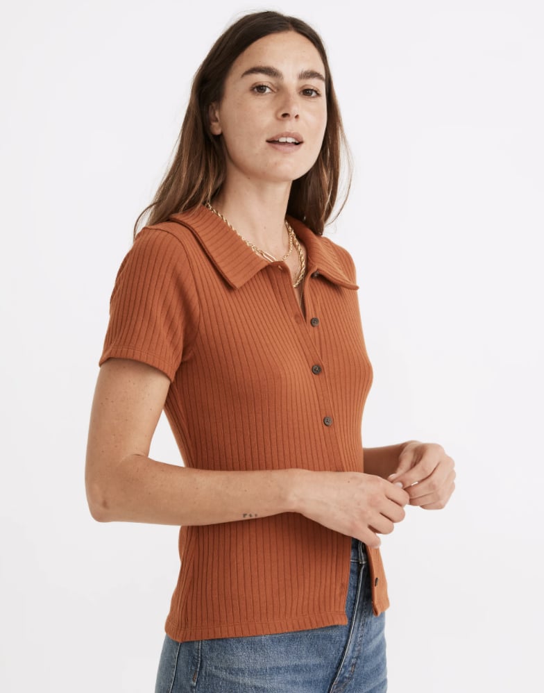 For Sporty Vibes: Madewell Ribbed Polo Button-Front Tee