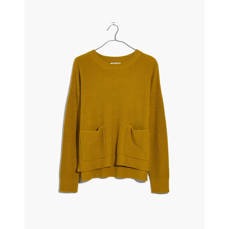 Madewell Patch Pocket Pullover Sweater in Deep Mustard