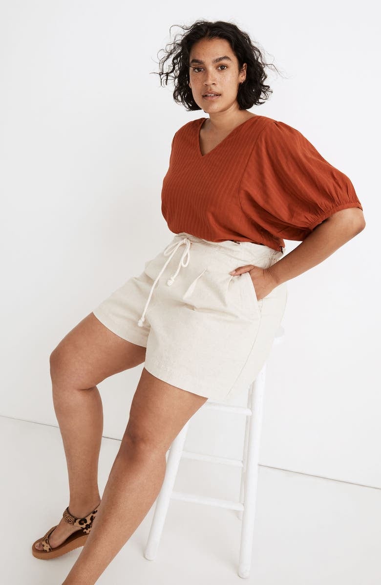 Madewell Pull-On Paperbag Cotton & Linen Shorts