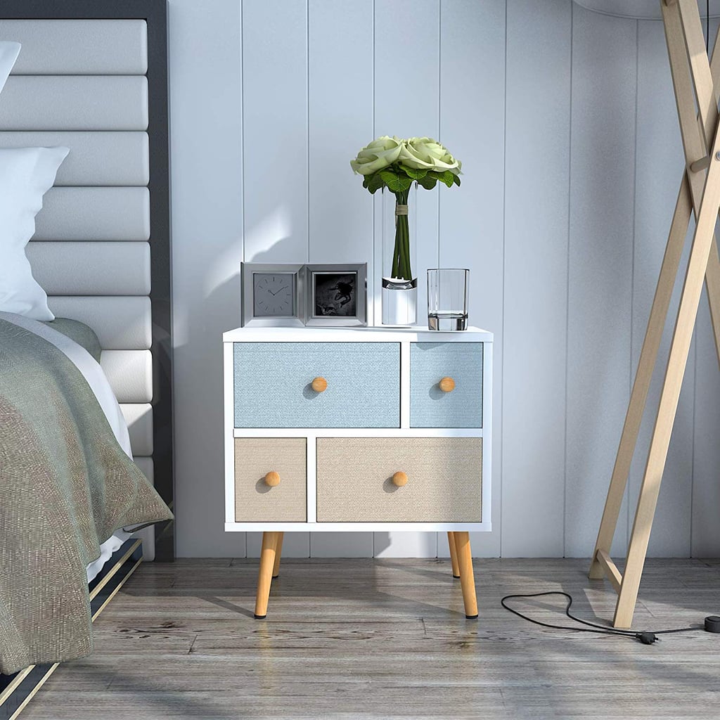 Nightstand With Four Fabric Drawers