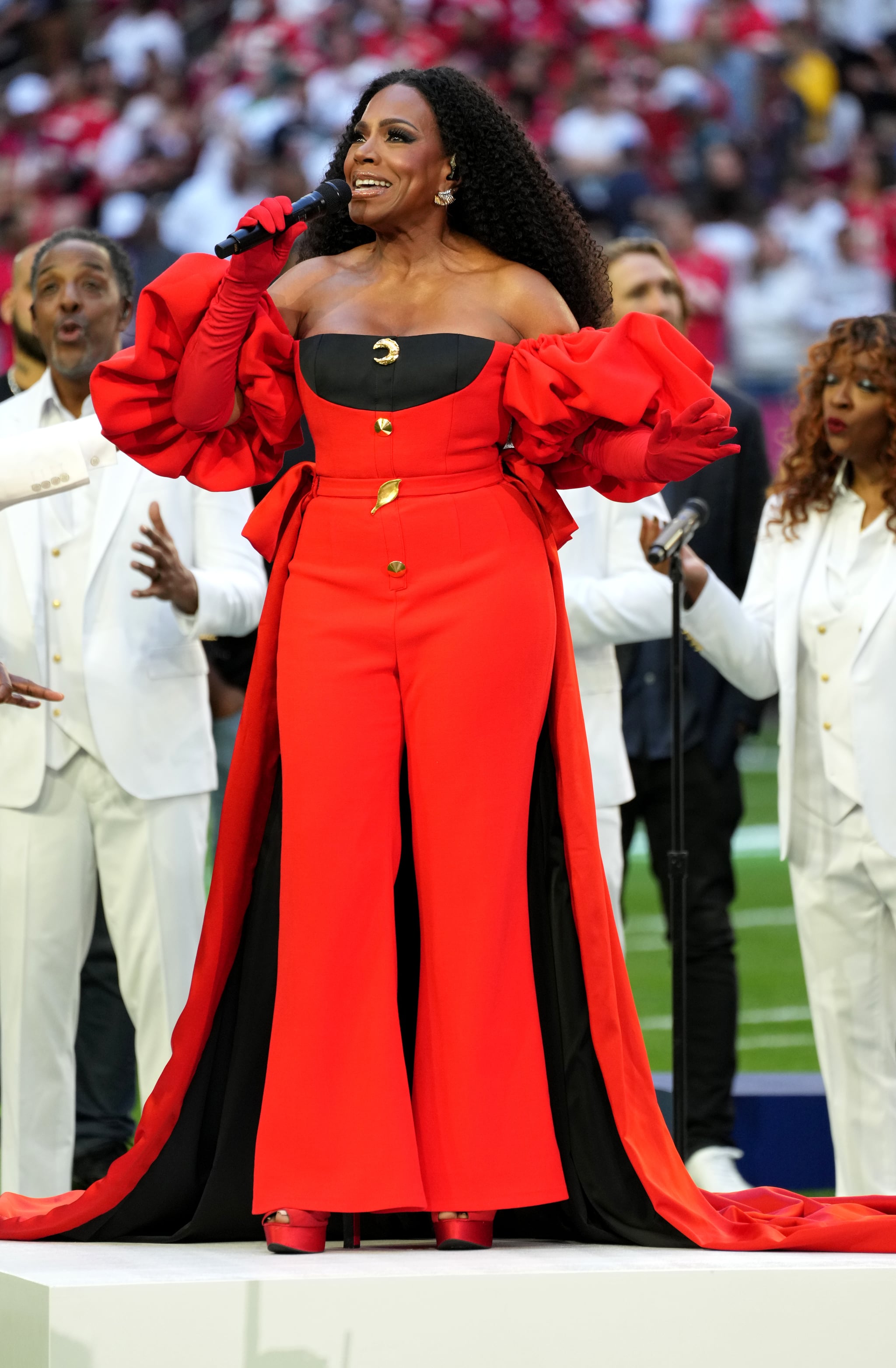 Red pantsuit