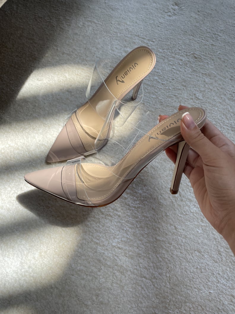 Nude PVC Pointed-Toe Heels