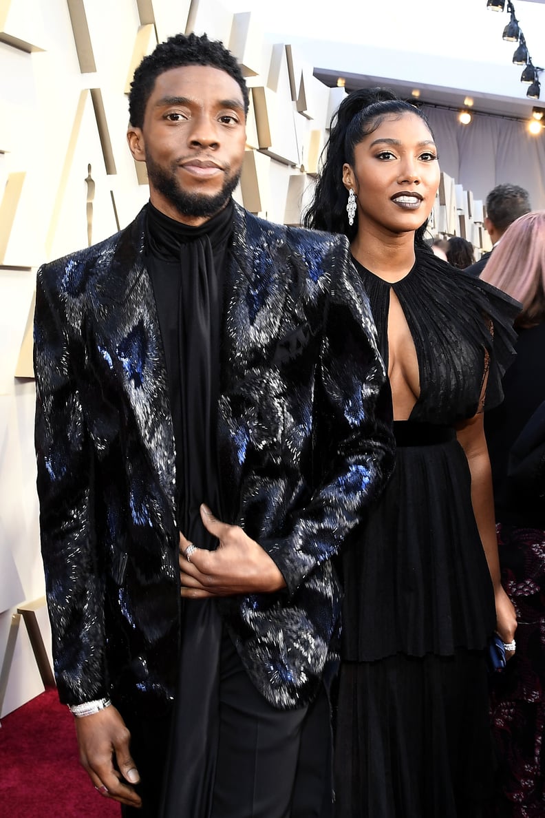 HOLLYWOOD, CALIFORNIA - FEBRUARY 24: (L-R) Chadwick Boseman and Taylor Simone Ledward attend the 91st Annual Academy Awards at Hollywood and Highland on February 24, 2019 in Hollywood, California. (Photo by Kevork Djansezian/Getty Images)
